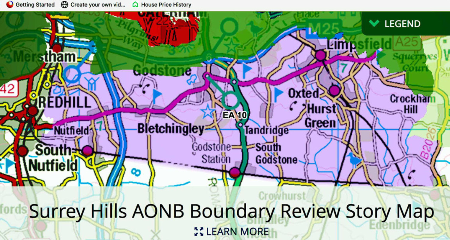 Area of Tandridge, south of the M25, that is being considered