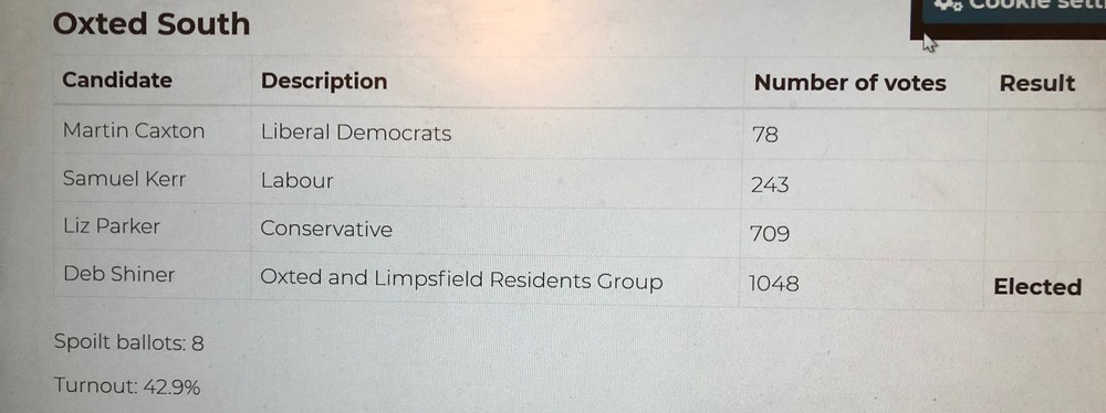 Oxted South election result