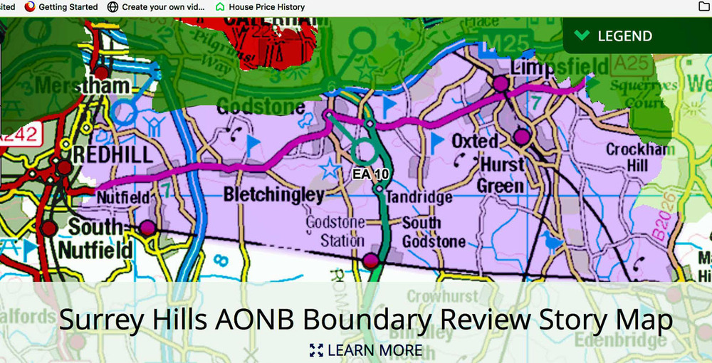 Area of Tandridge, south of the M25, that is being considered